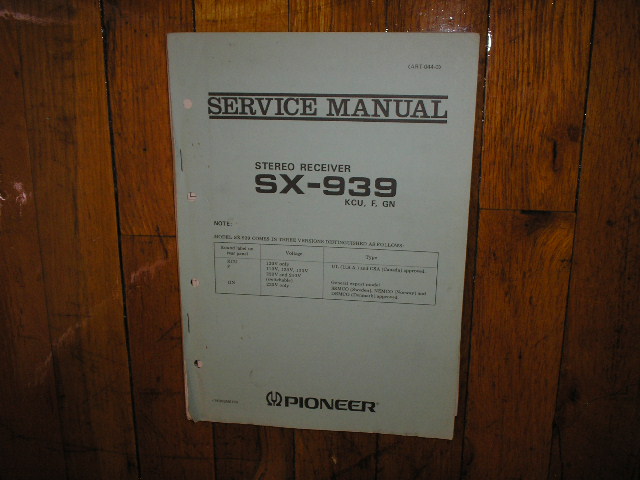 SX-939 Receiver Service Manual for KCU, F, and GN, Versions.