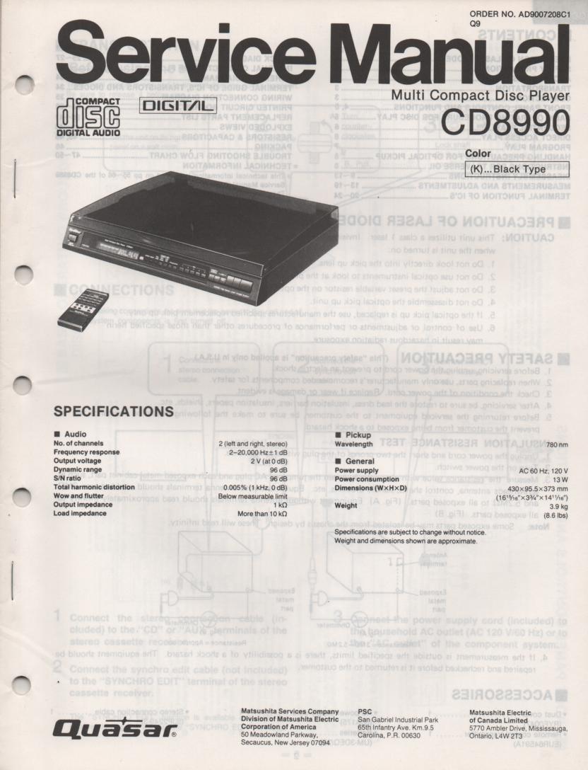 CD8990 CD Player Service Manual. 