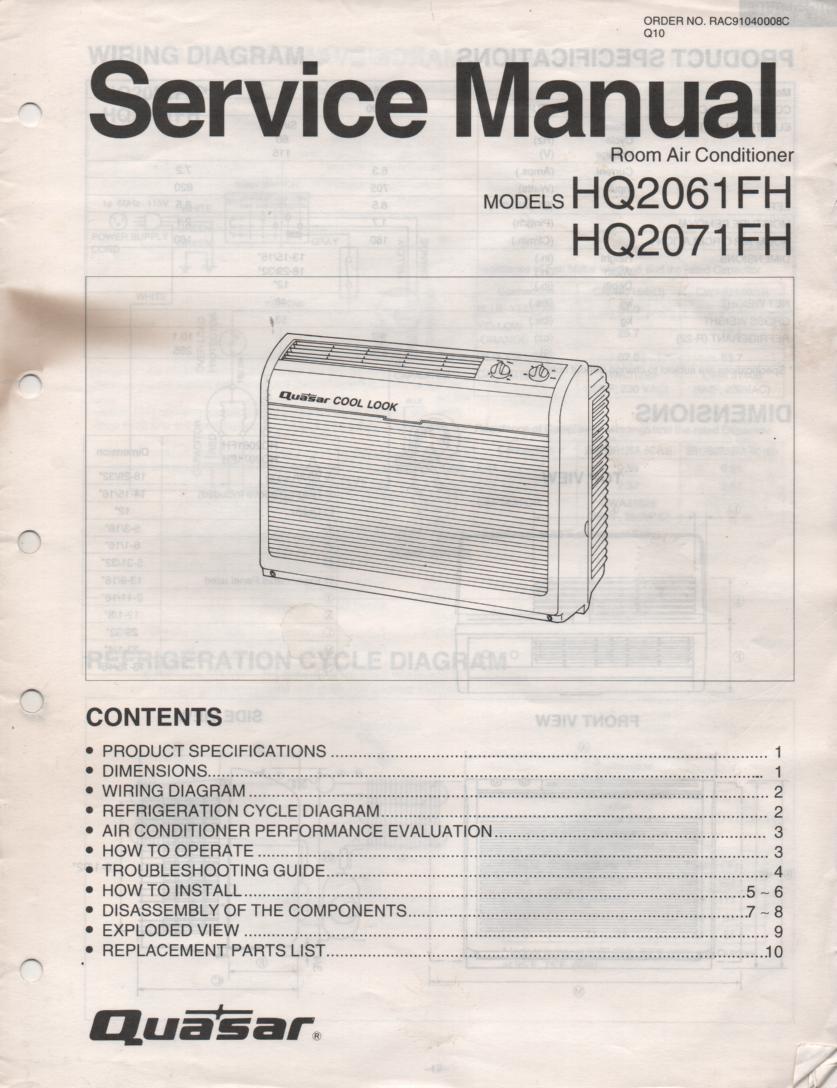HQ2061FH HQ2071FH Air Conditioner Service Manual