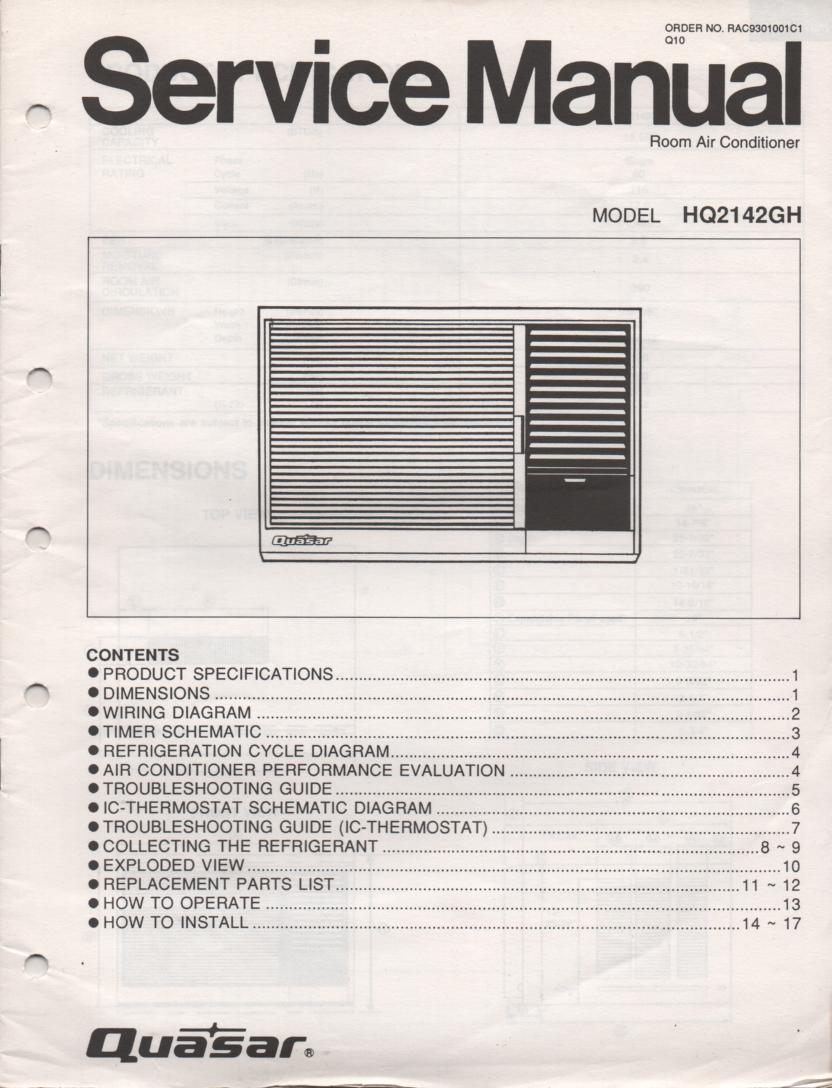 HQ2142GH Air Conditioner Service Manual