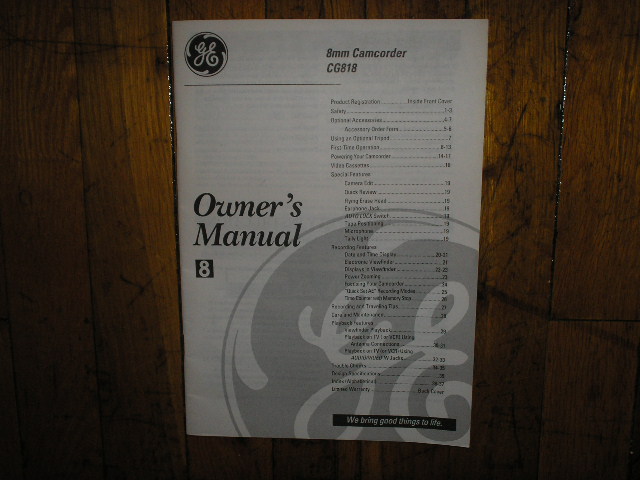CG818 Camcorder Operating Instruction Manual