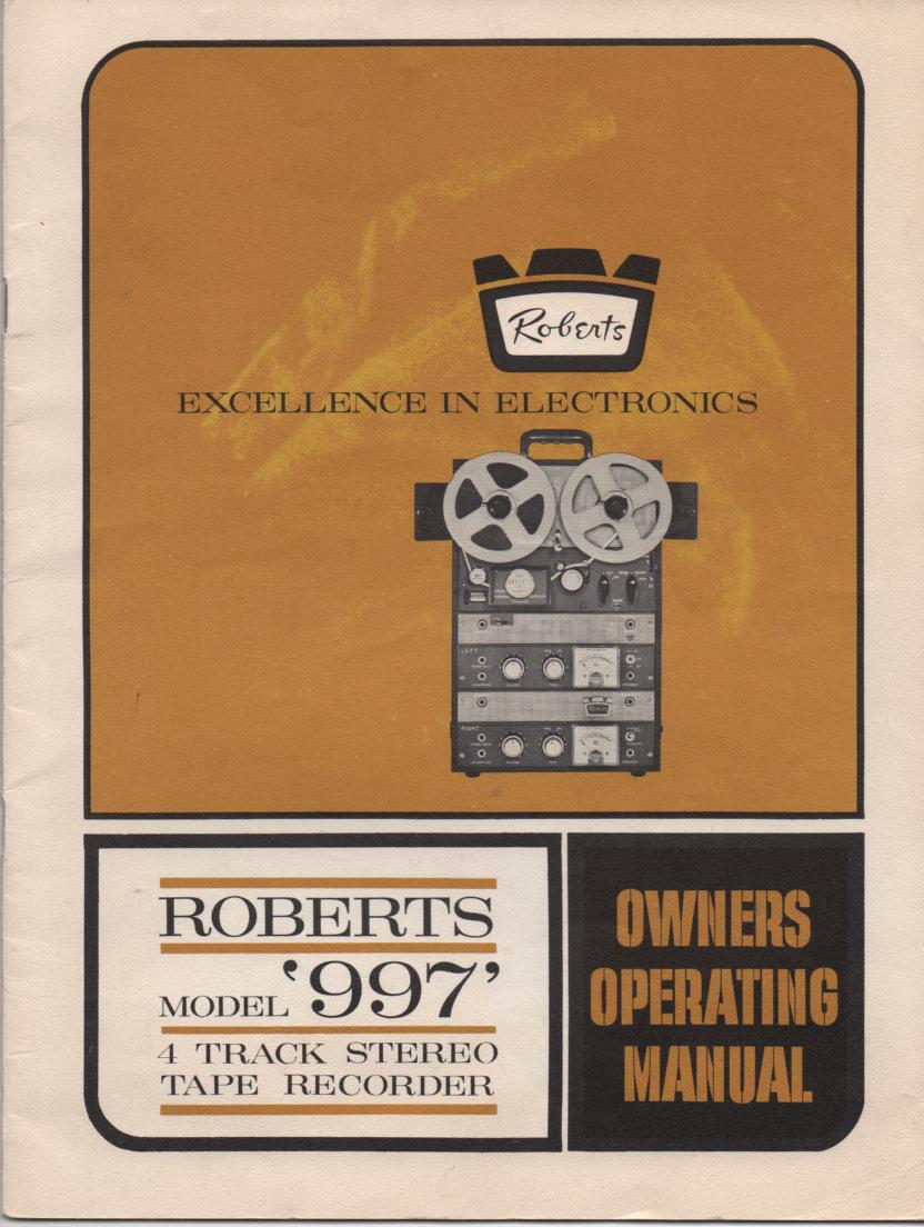 997 Reel to Reel Operating Instruction Manual