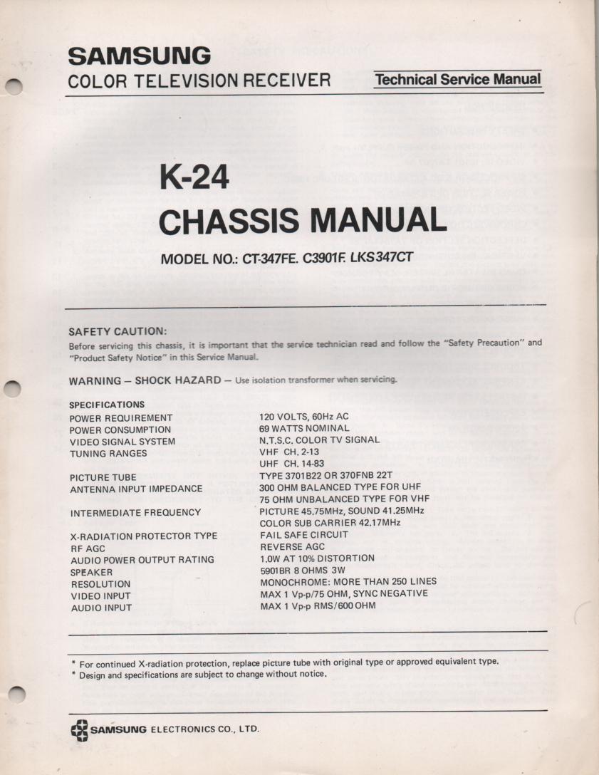 C3901F CT347FE LKS347CT Television Service Manual K-24 Chassis Manual