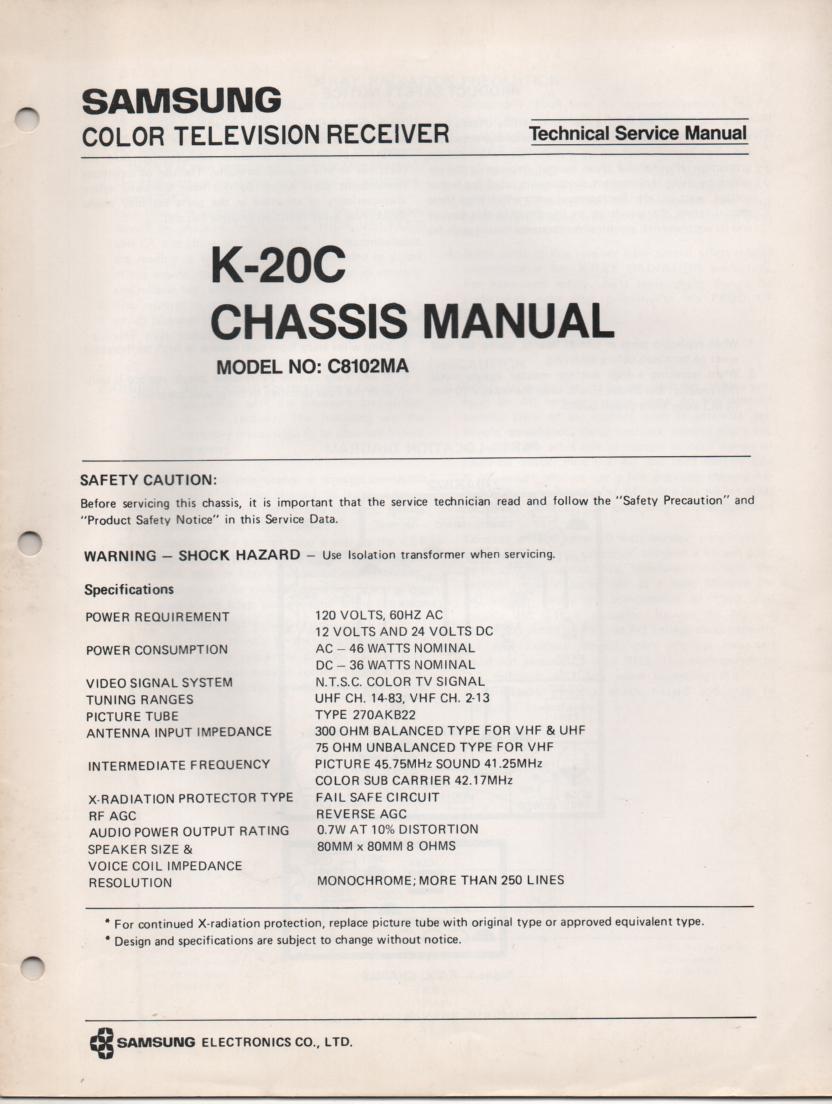 C8102MA Television Service Manual K20C Chassis Manual