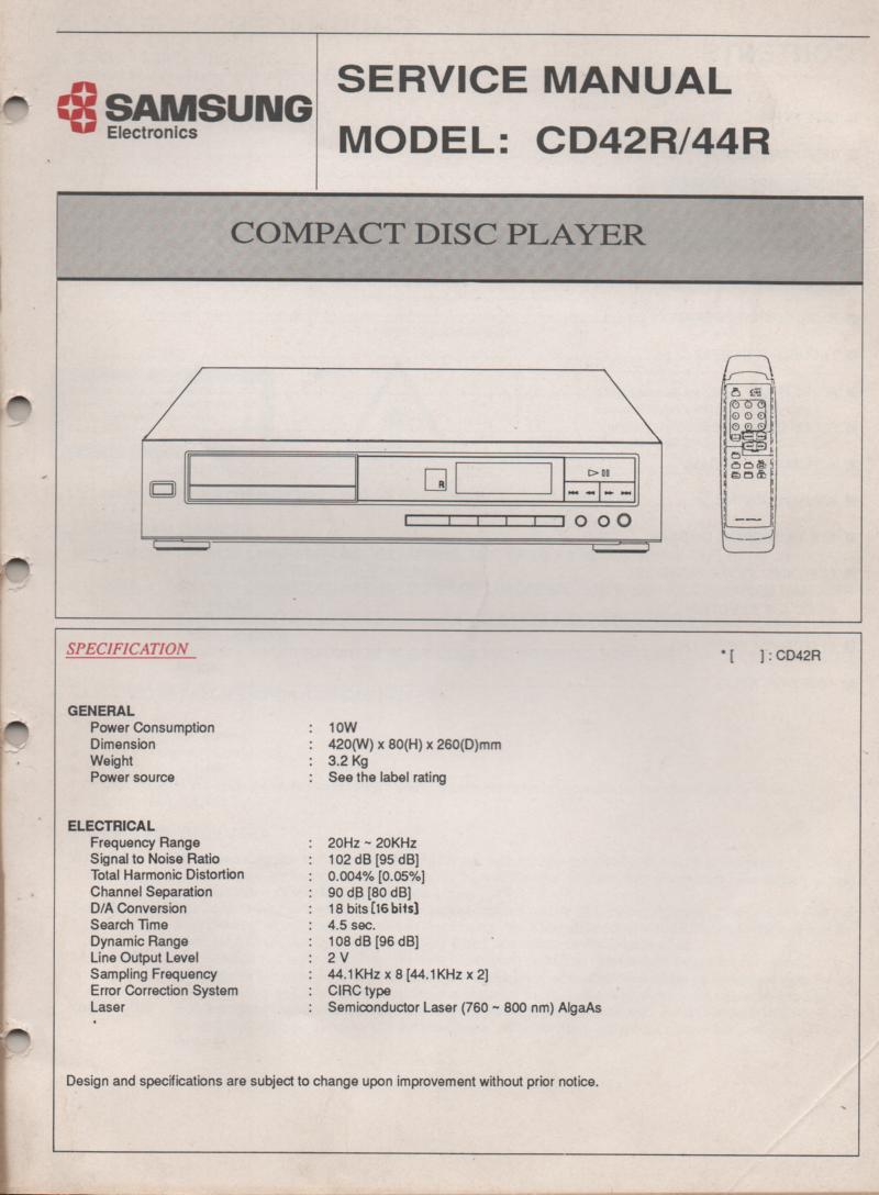 CD-42R CD-44R CD Player Service Manual