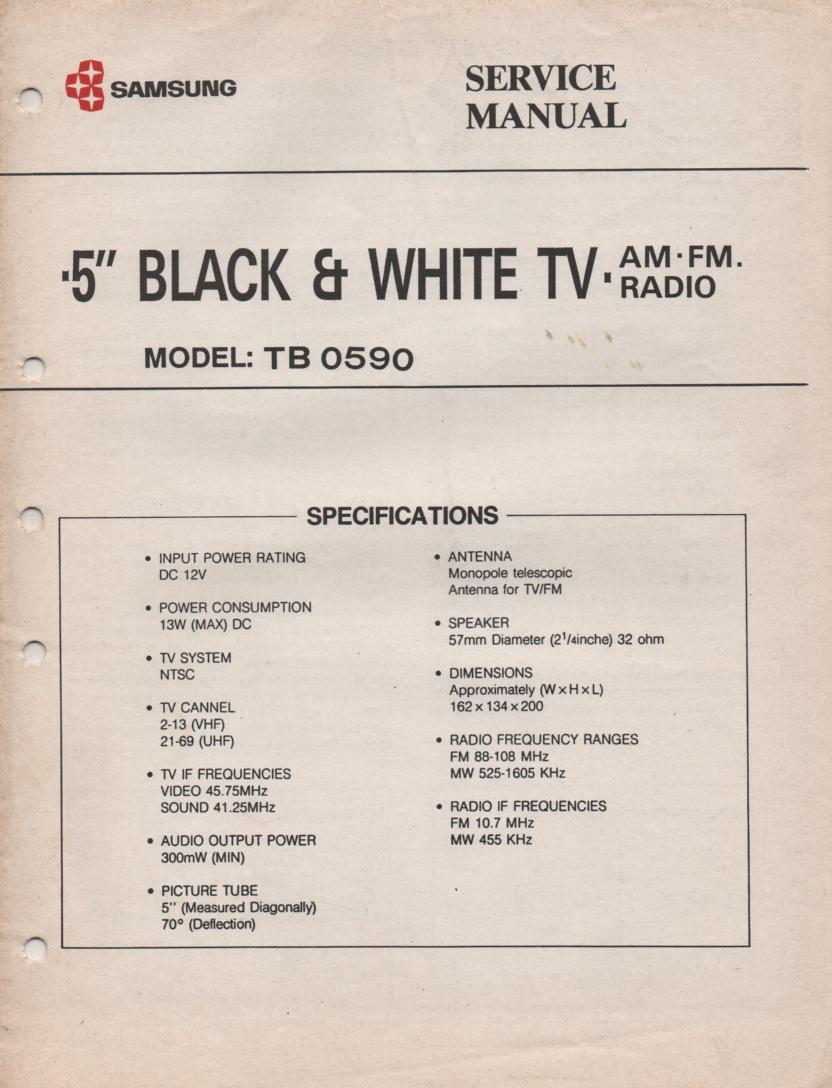 TB0590 Television AM FM Radio  Service Manual 