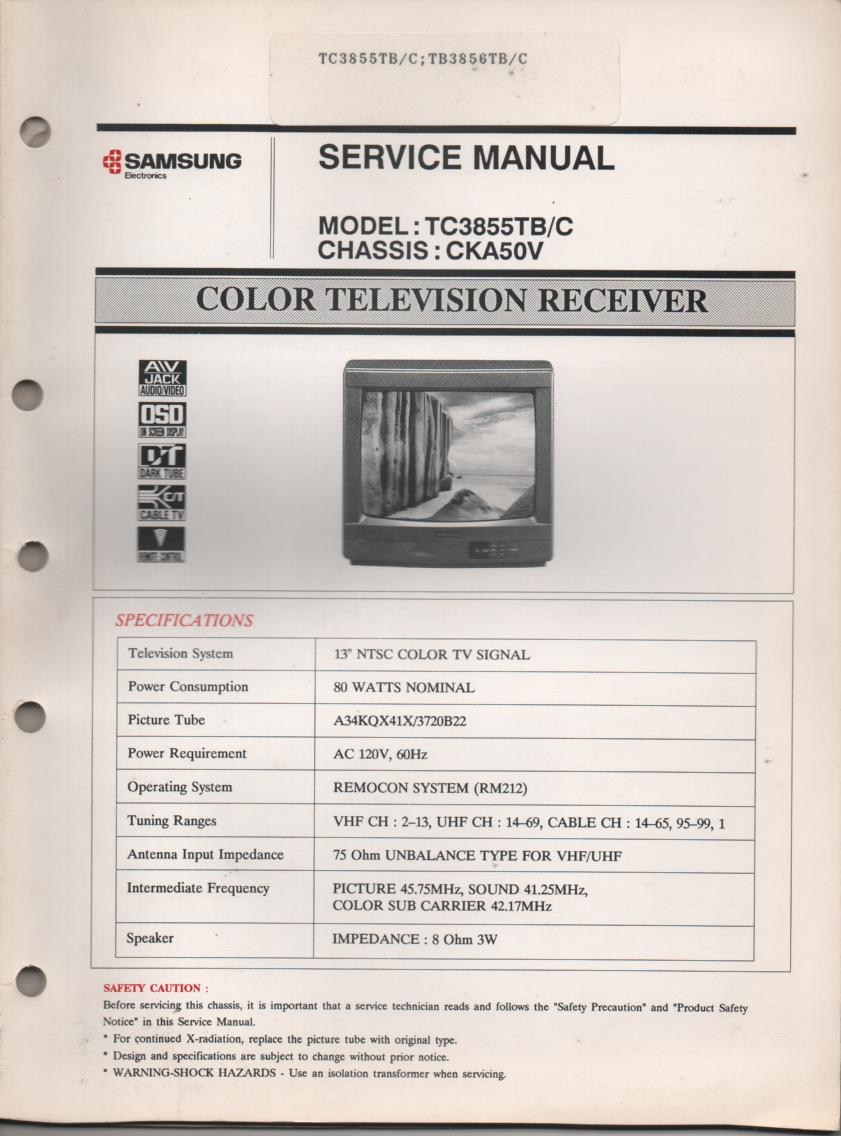 TC3855TB TC3855TC TC3856TB TC3856TC Television Service Manual CKA50V Chassis Manual