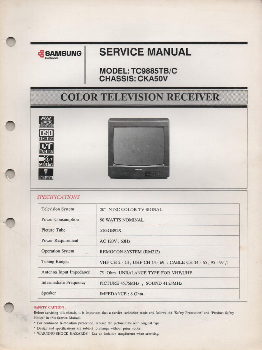 TC9885TB TC9885TC Television Service Manual CKA50V Chassis Manual