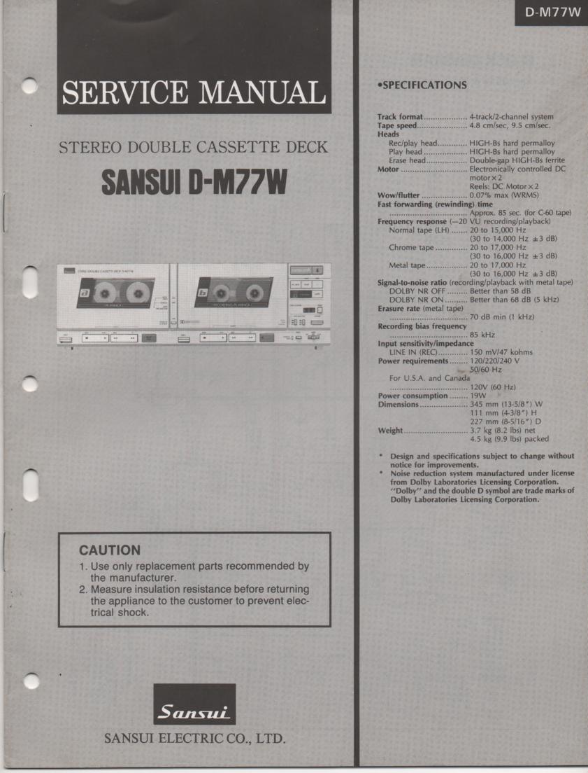 D-M77W Cassette Deck Service Manual