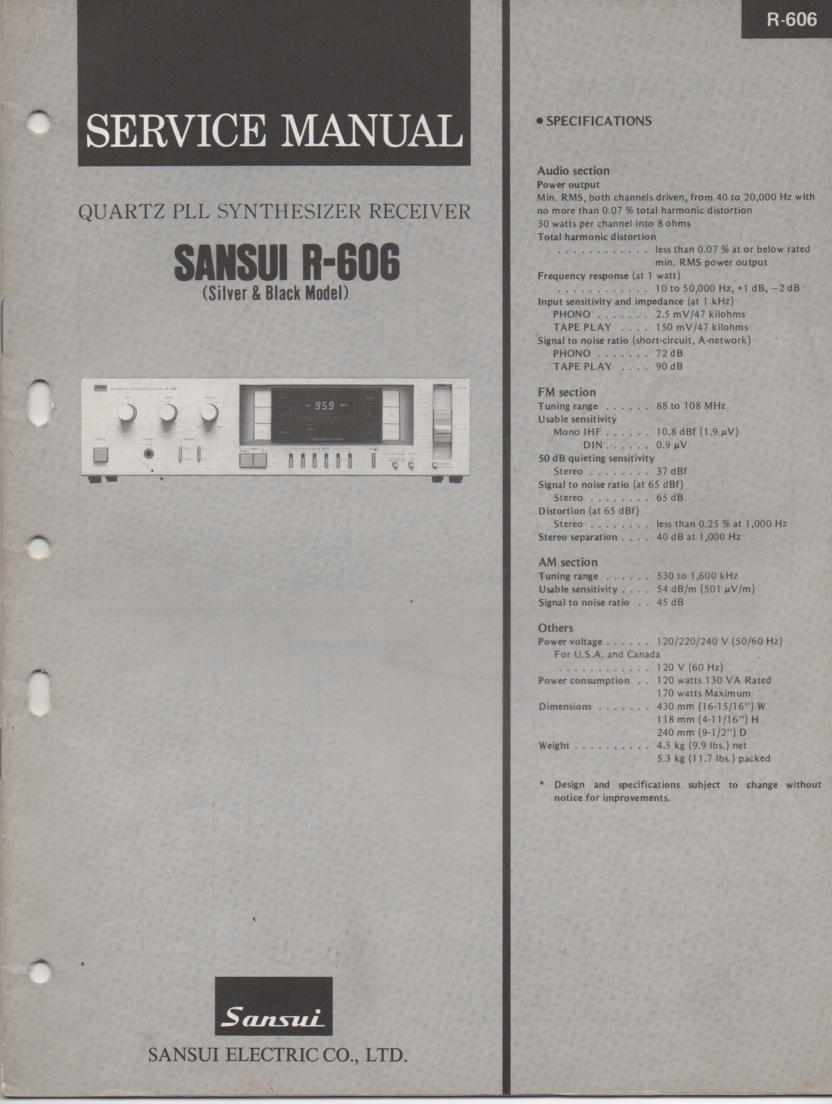 R-606 Receiver Service Manual