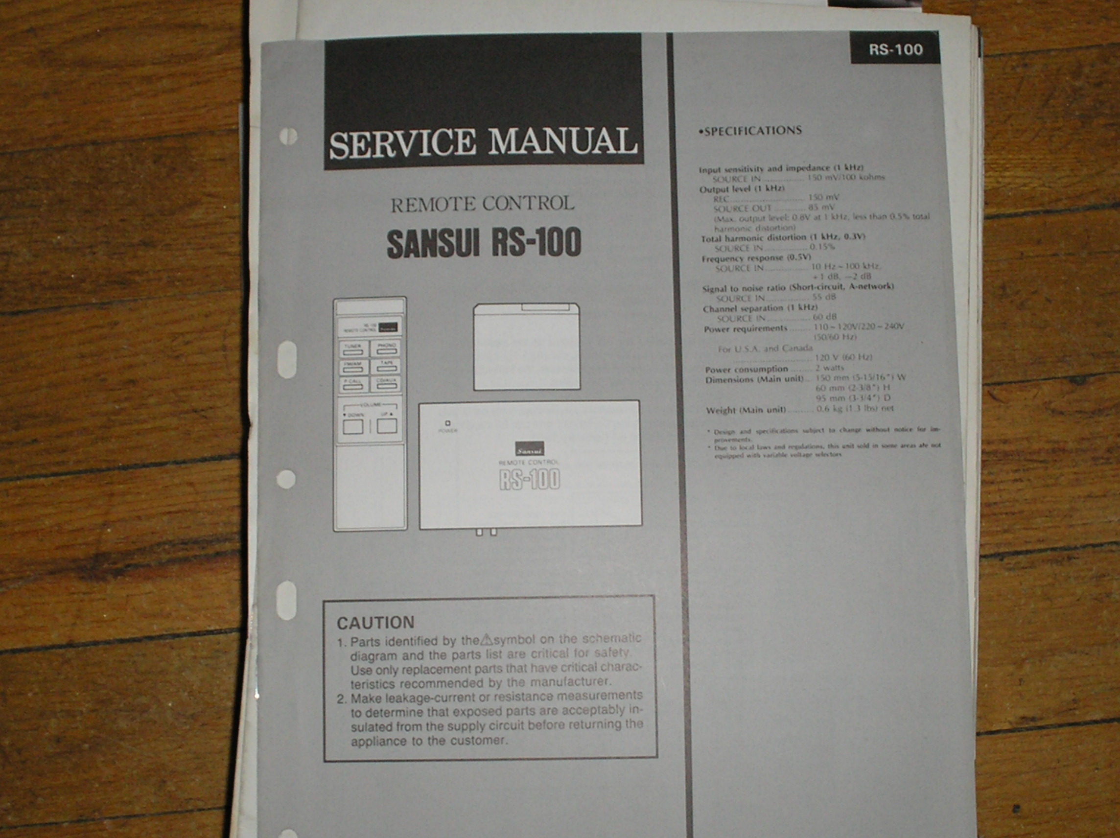 RS-100 Remote Control System Service Manual