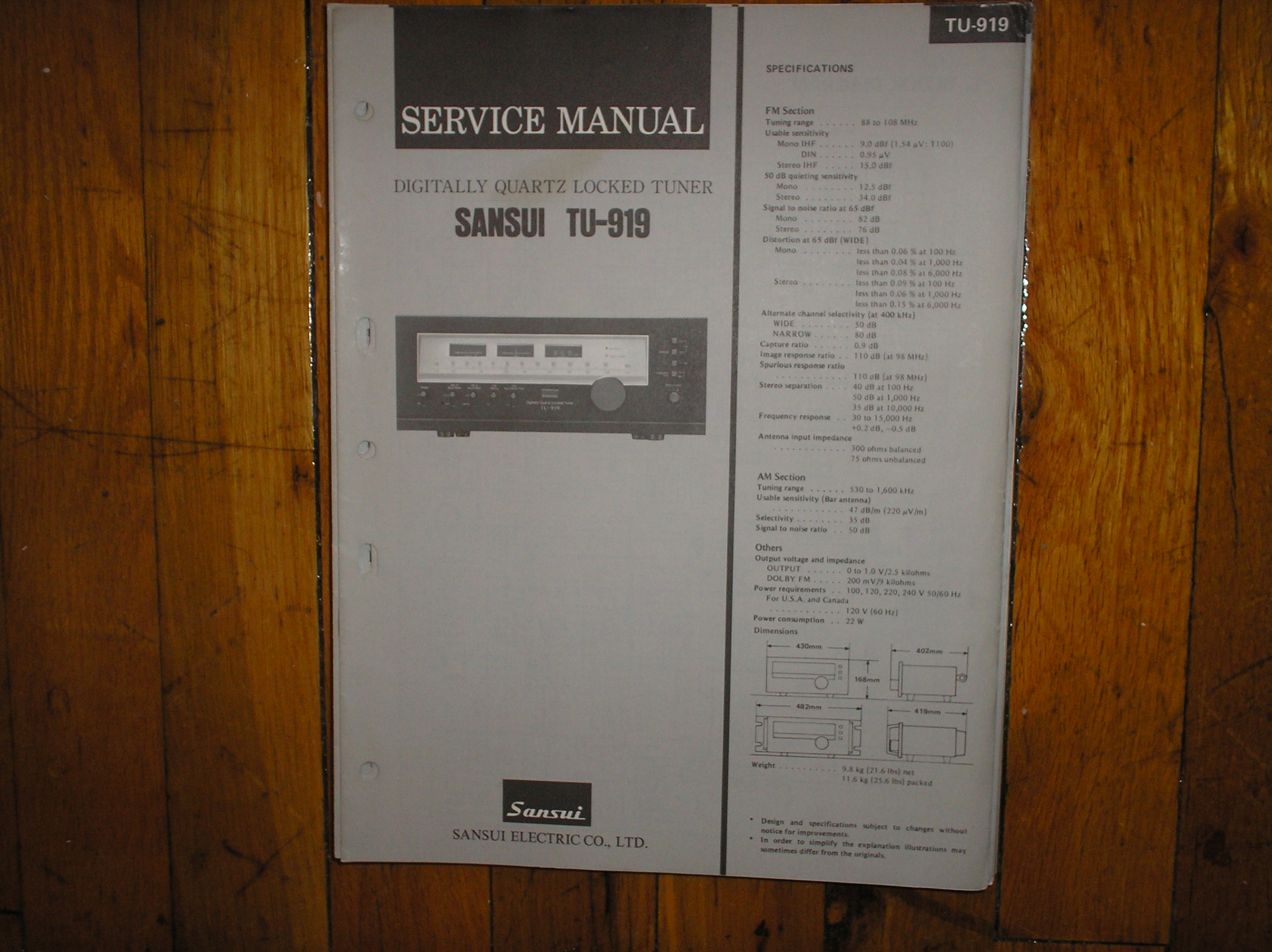 TU-919 Tuner Service Manual