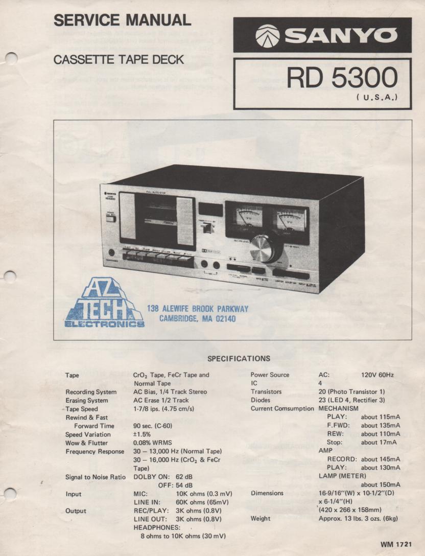 RD5300 Cassette Deck Service Manual