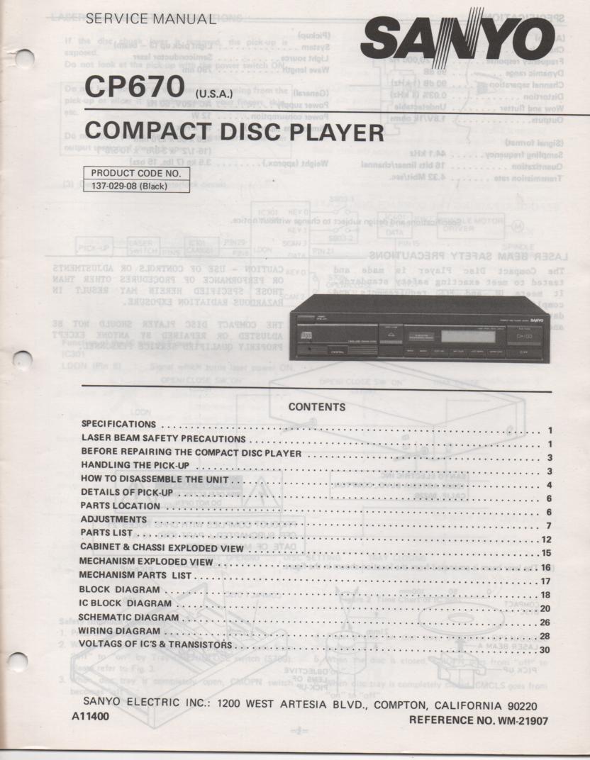 CP670 CD Player Service Manual