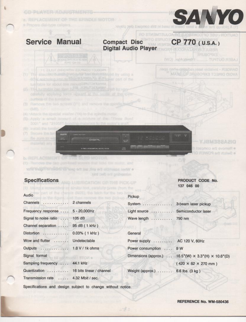 CP770 CD Player Service Manual