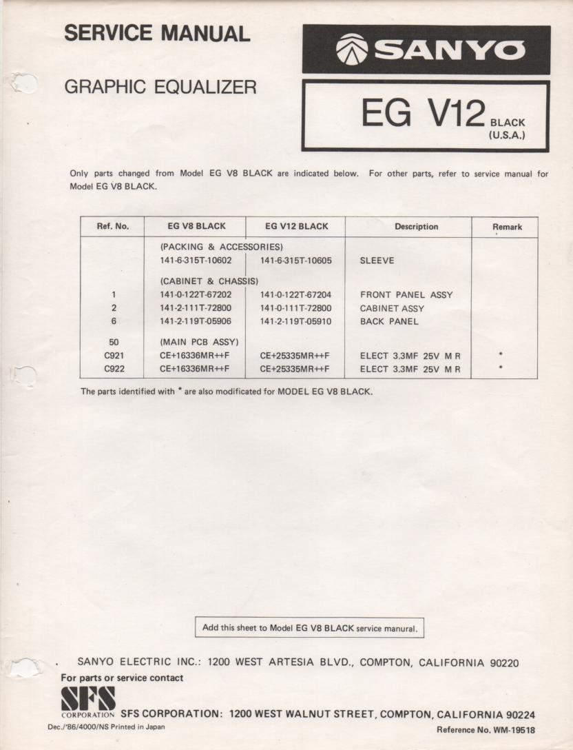 EG V12 Graphic Equalizer Service Manual