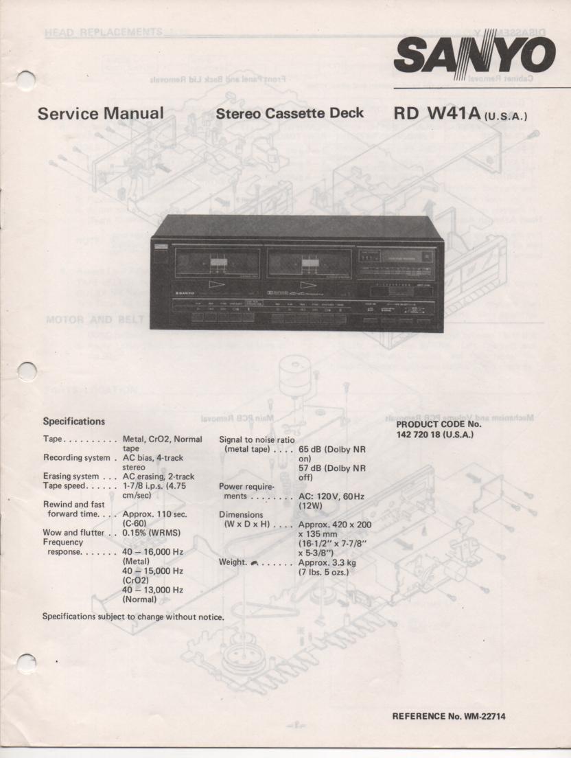 RD W41A Cassette Deck Service Manual