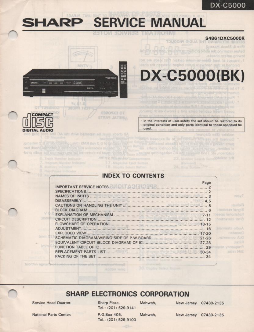 DX-C5000BK CD Player Service Manual