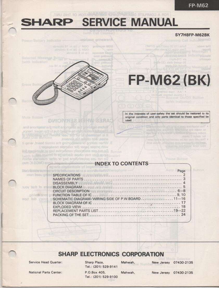 FP-M62 Telephone Service Manual