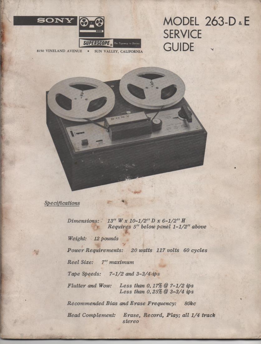 263-D 263-E Superscope Reel to Reel Service Manual