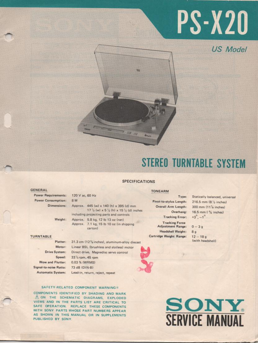 PS-X20 Turntable Service Manual