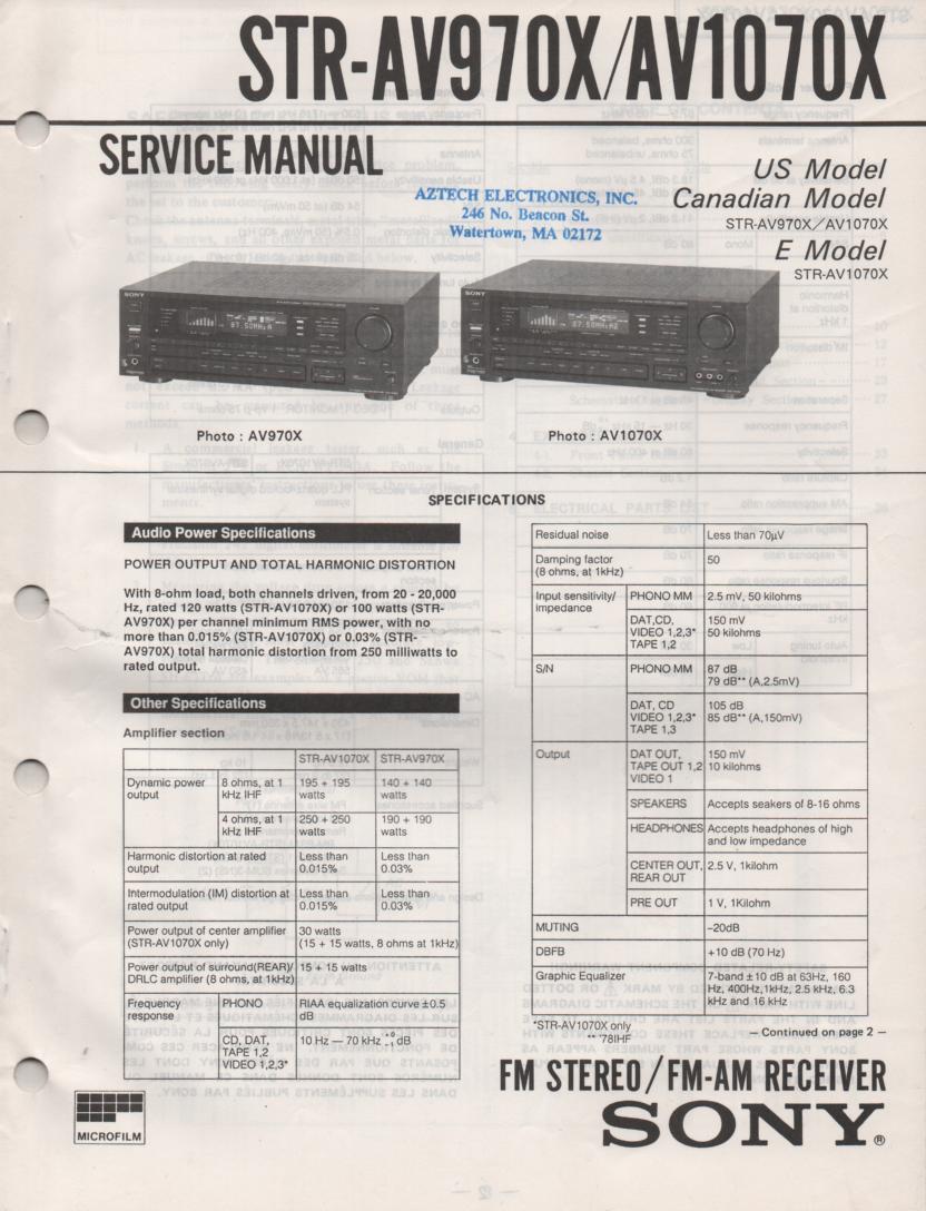 STR-AV990X STR-AV1070X Service Instruction Manual