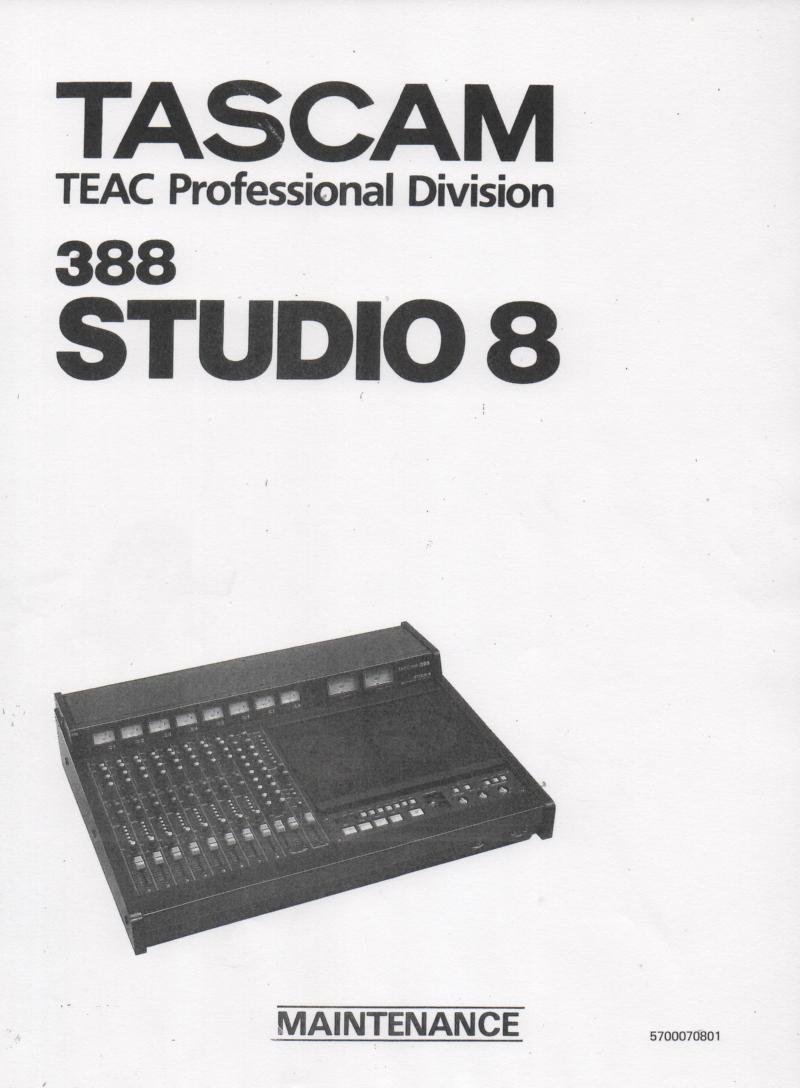 Studio 8 Mixer Recorder Service Manual