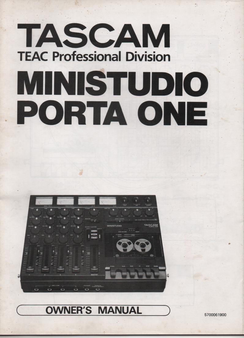 PORTA ONE Ministudio Owners Operating Instruction Manual