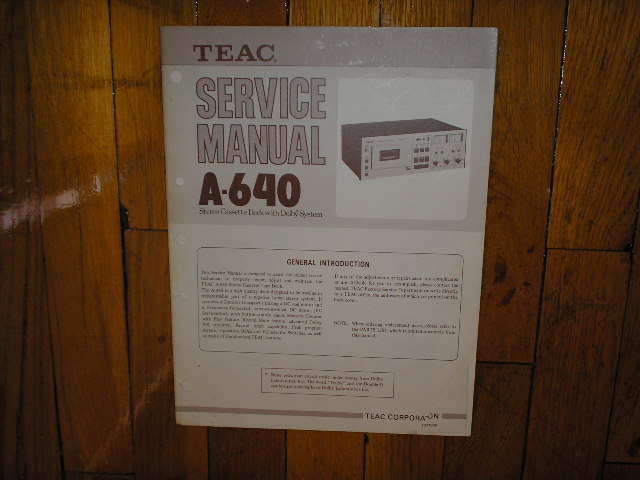 A-640 Cassette Deck Service Manual

