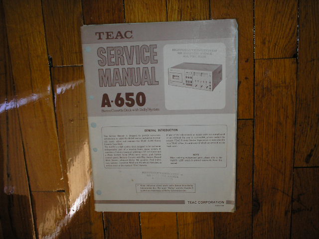 A-650 Cassette Deck Service Manual