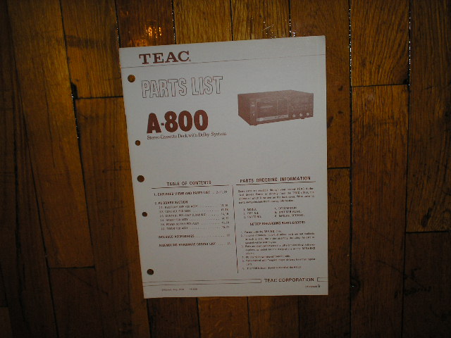 A-800 Cassette Deck Service Manual