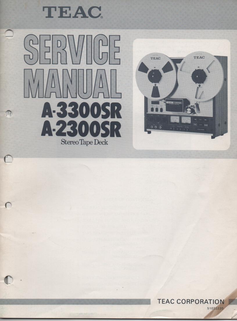 A-2300SR A-3300SR Reel to Reel Service Manual. 2 Manual set with foldup schematics