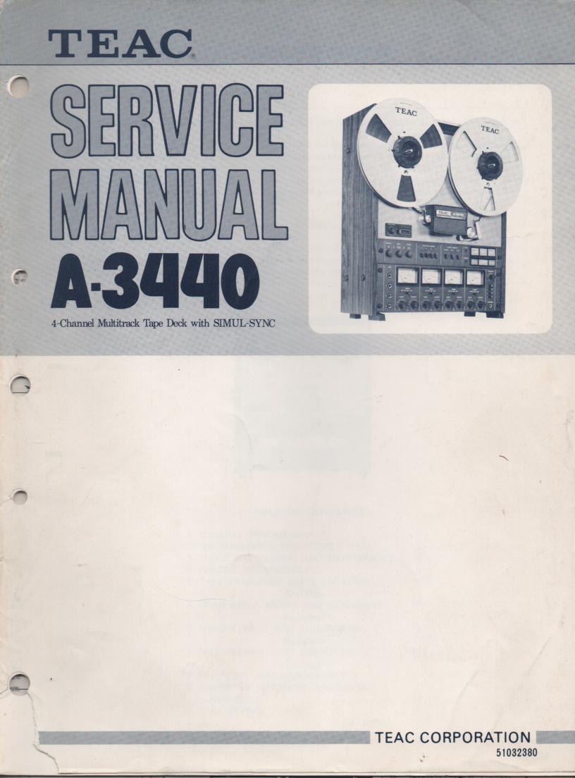 A-3440 Reel to Reel Service Manual Set. 3 Manuals Set.