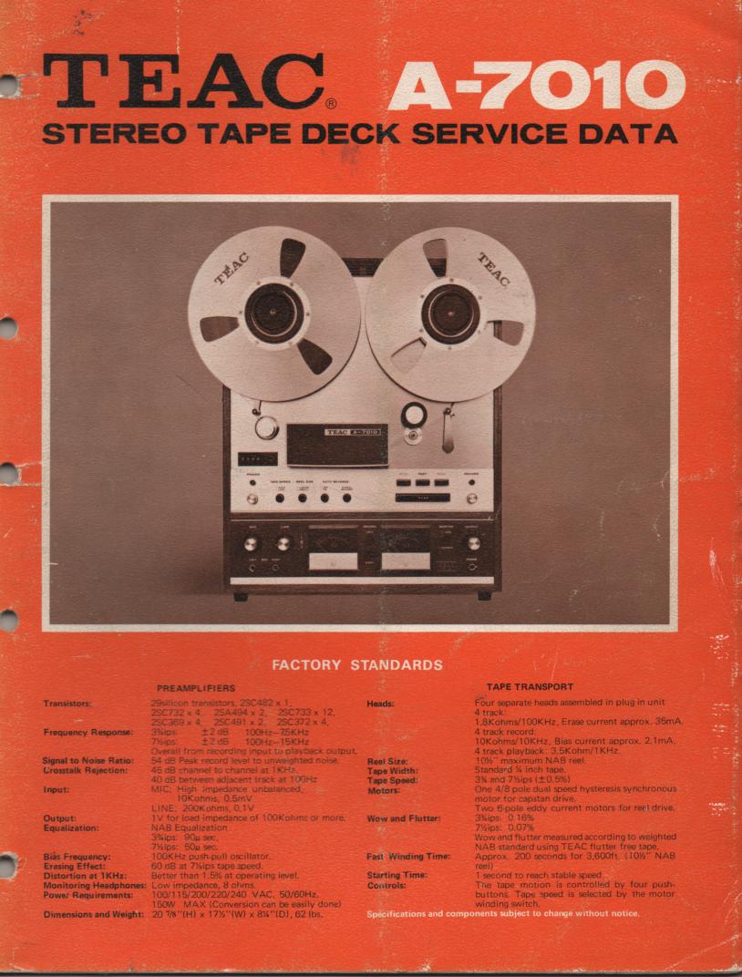 A-7010 Reel to Reel Service Manual
