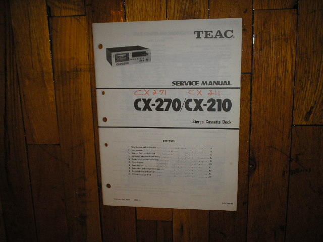 CX-210 CX-211 CX-270 CX-271 Cassette Deck Service Manual