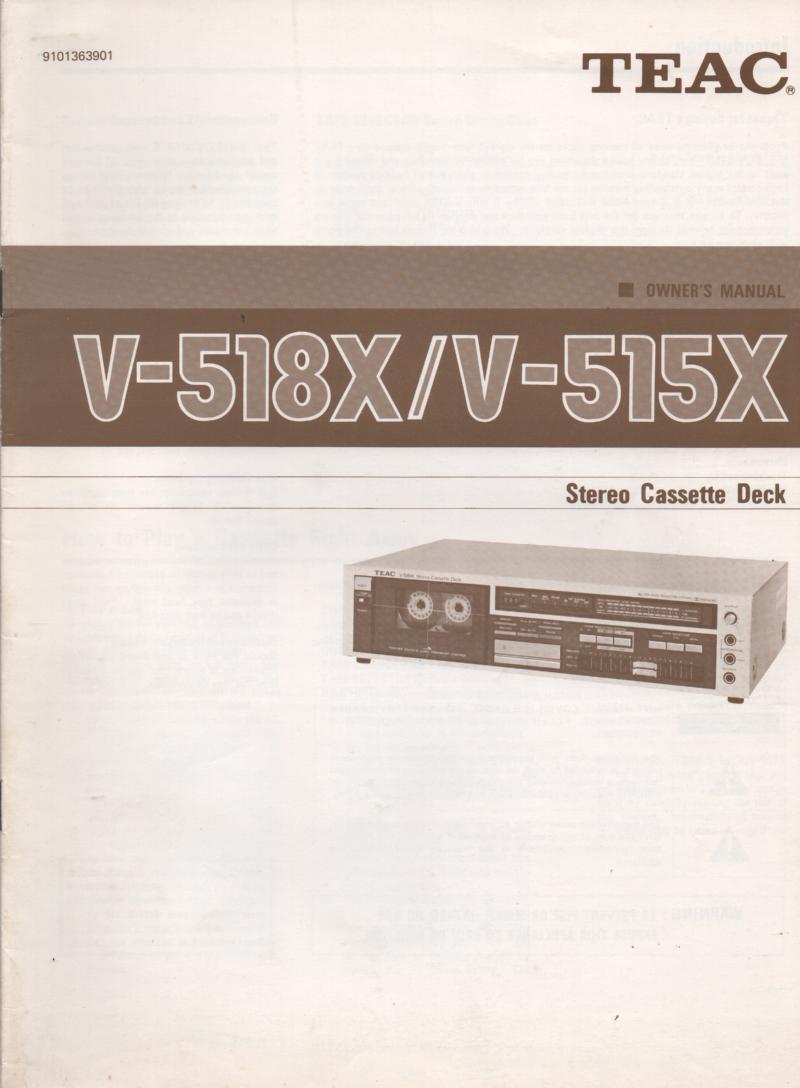 V-515X V518X Cassette Deck Owners Manual.