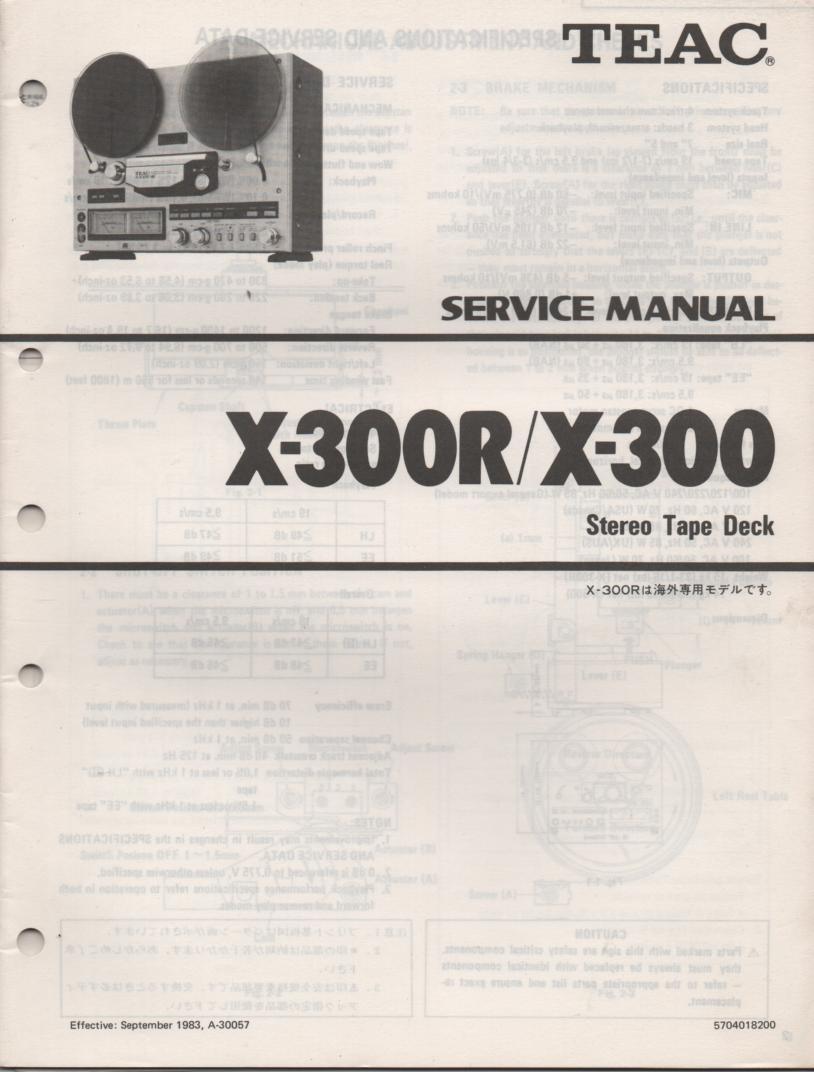 X-300 X-300R Reel to Reel Service Manual