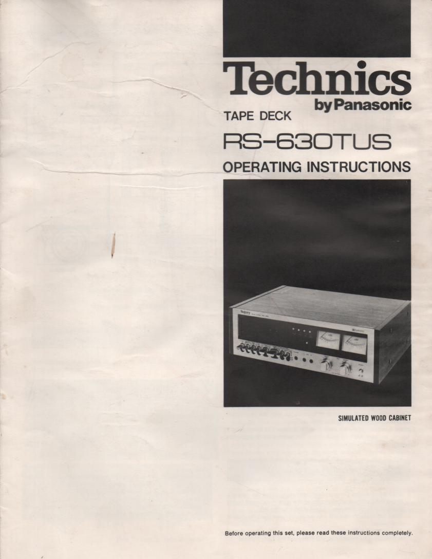 RS-630TUS Cassette Deck Owners Instruction Manual 