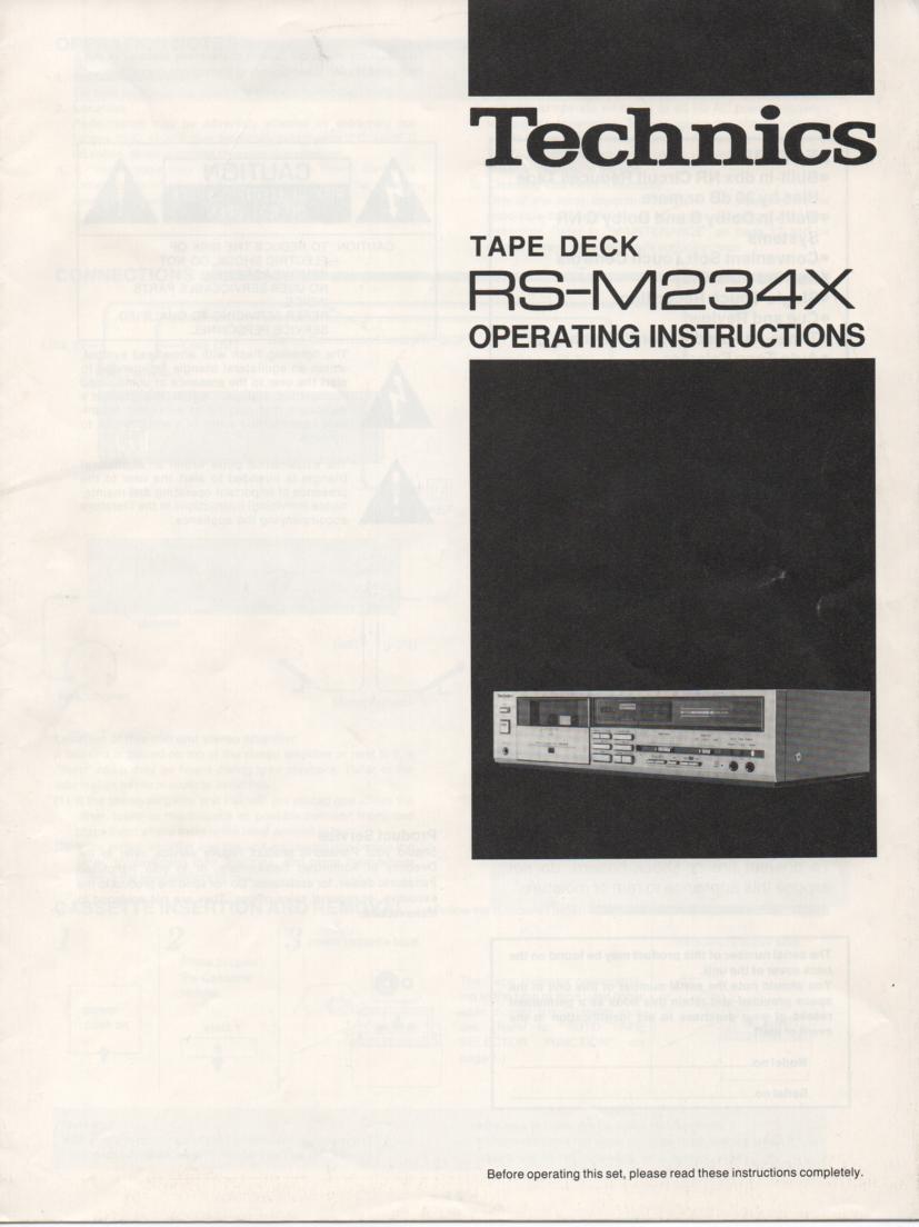 RS-M234X Cassette Deck Owners Operating Instruction Manual