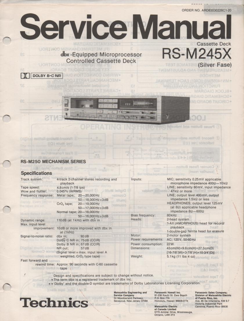 RS-M245X dbx Cassette Deck Service Manual.. 