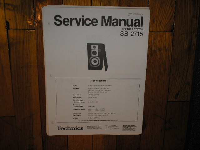 SB-2715 Speaker System Service Manual