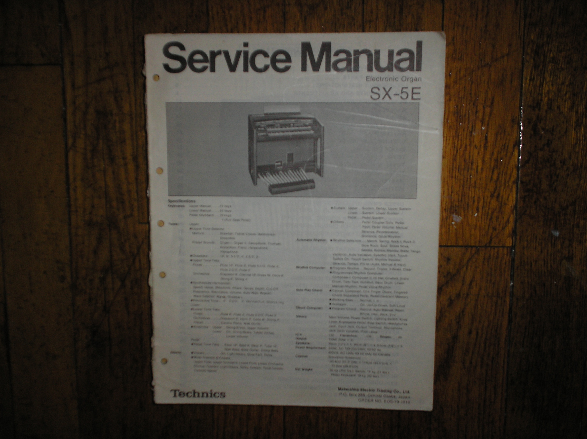 SX-5E Electronic Organ Service Manual
