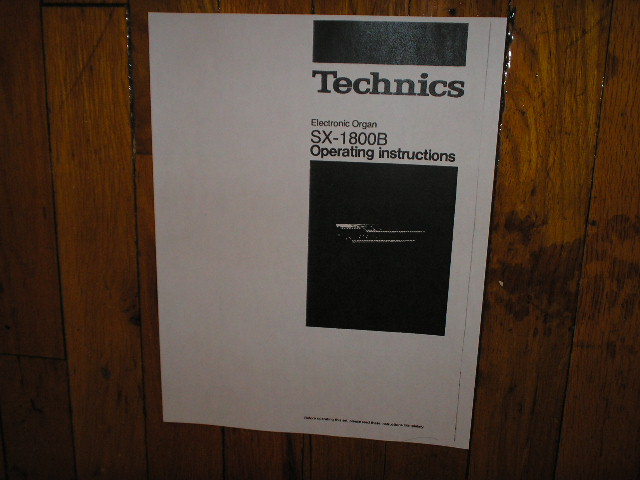 SX-1800B Organ Operating Instruction Manual.
