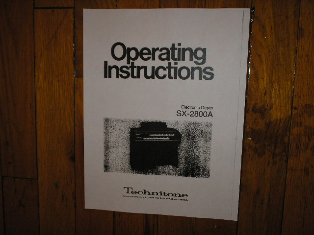 SX-2800A Organ Operating Instruction Manual