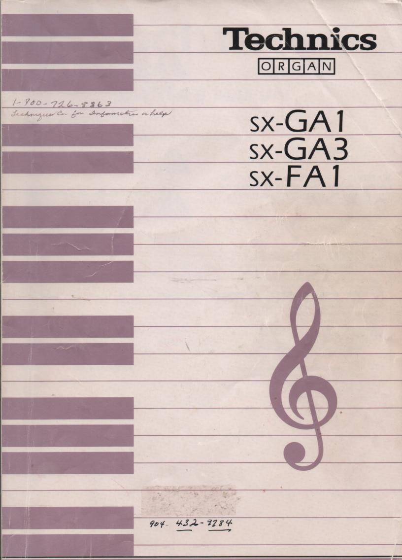 SX-FA1 SX-GA1 SX-GA3 Organ Owners Manual