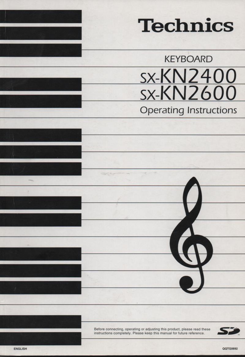 SX-KN2400 SX-KN2600 Keyboard Owners Manual