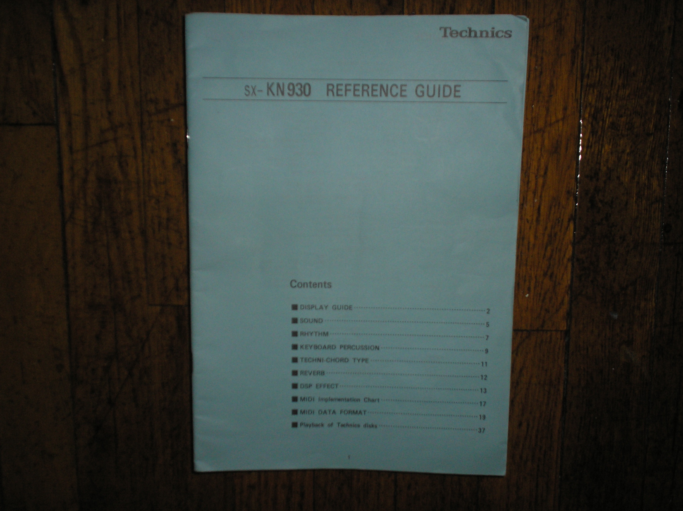 SX-KN930 Organ Keyboard MIDI Reference Manual