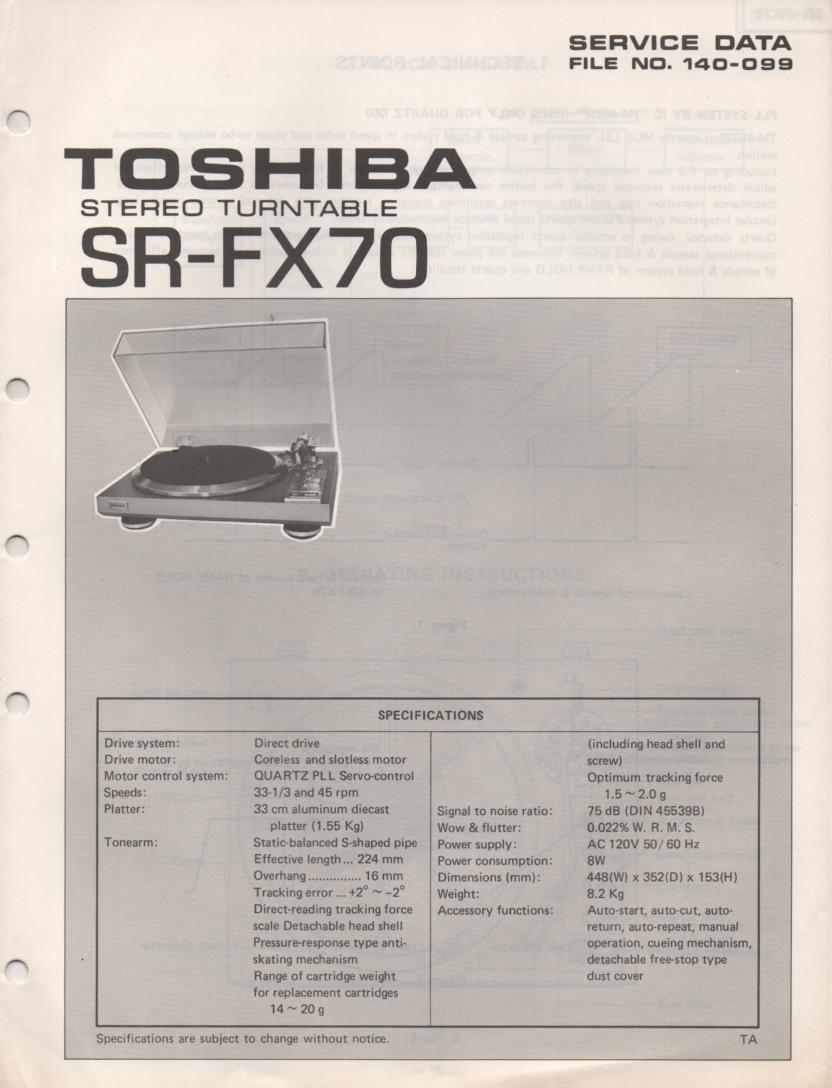 SR-FX70 Turntable Service Manual