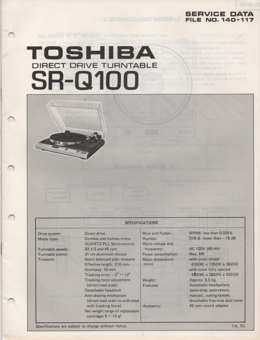 SR-Q100 Turntable Service Manual