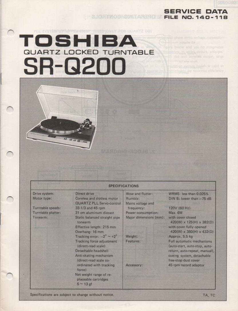 SR-Q200 Turntable Service Manual